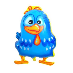 Two 22" Cartoon Blue Chicken pet balloons, free and FAST SHIP