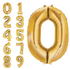 35&quot; Number Foil Balloon in Gold, party decoration, age birthday, anniversary balloon, FAST SHIP
