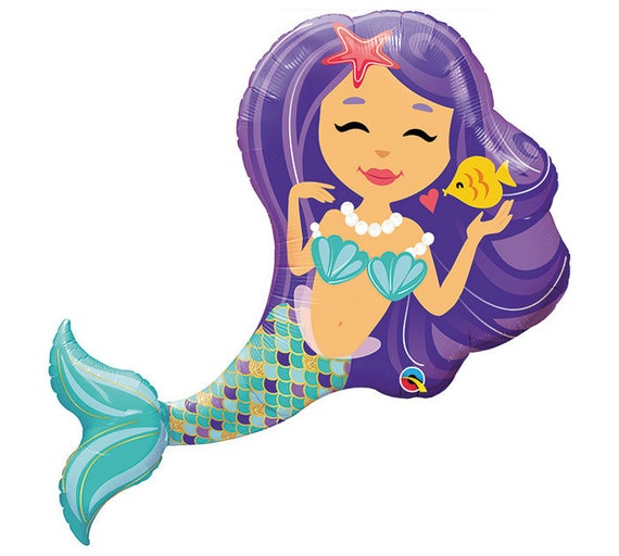 38 Mermaid With Purple Hair Foil Balloon Party Etsy