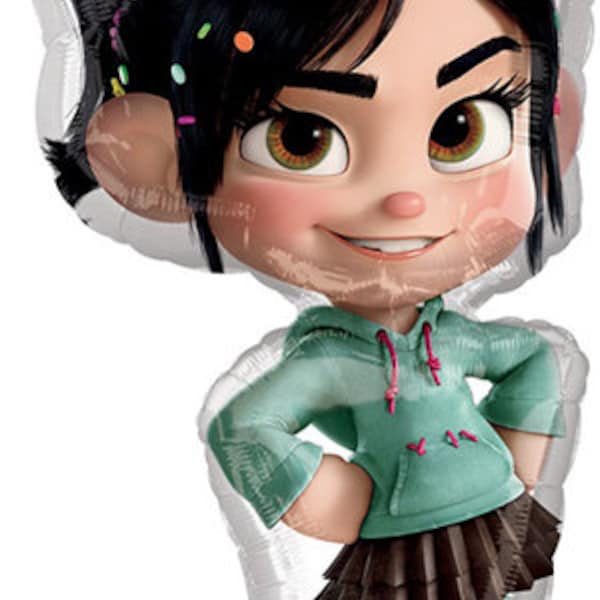 Vanellope shape 34" foil balloon, Wreck it Ralph party balloon, colorful party decoration, FAST SHIP