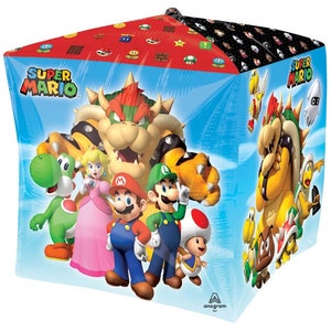 15&quot; Cubez Foil Balloon Super Mario characters, Nintendo game, Mario brothers, Free and FAST SHIP