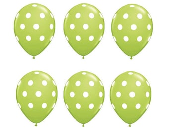 Polka Dots on Lime Green Set of 12 11" Latex Balloons party decoration