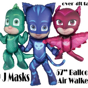 57&quot; PJ Masks air walker foil balloon, party decoration, p j masks, Owlette, Catboy, Gekko, super heroes, cartoon show, free and FAST SHIP