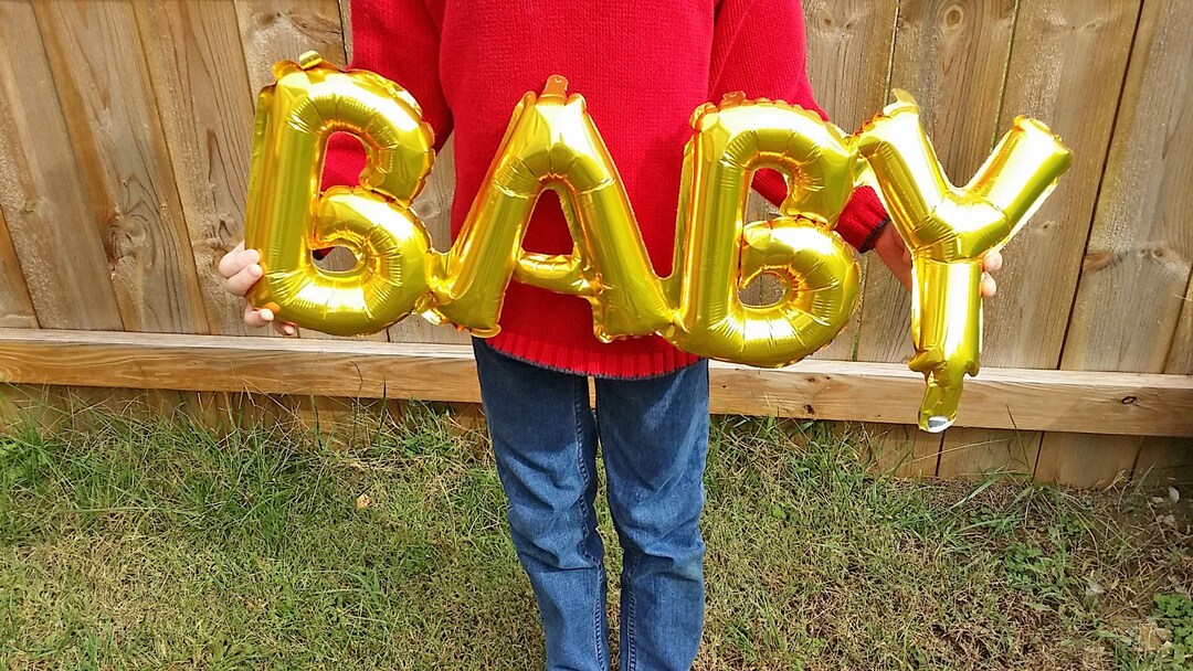 Baby Letters Balloon in Gold OR Silver Baby Shower Decoration Just