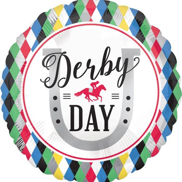 TWO Derby Day 18" foil balloons, horse race, Kentucky, free and FAST SHIP
