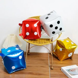 12&quot; Dice Foil Balloons, air-fill only, TWO Balloons, Poker Party, Casino Decorations, free and FAST SHIP