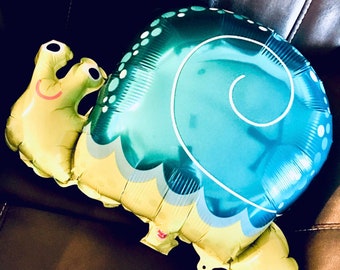 Two 24" Green Snail foil balloon, Air-fill ONLY, does not float upright with helium, garden party, blue shell, insect, bug, Free & FAST SHIP