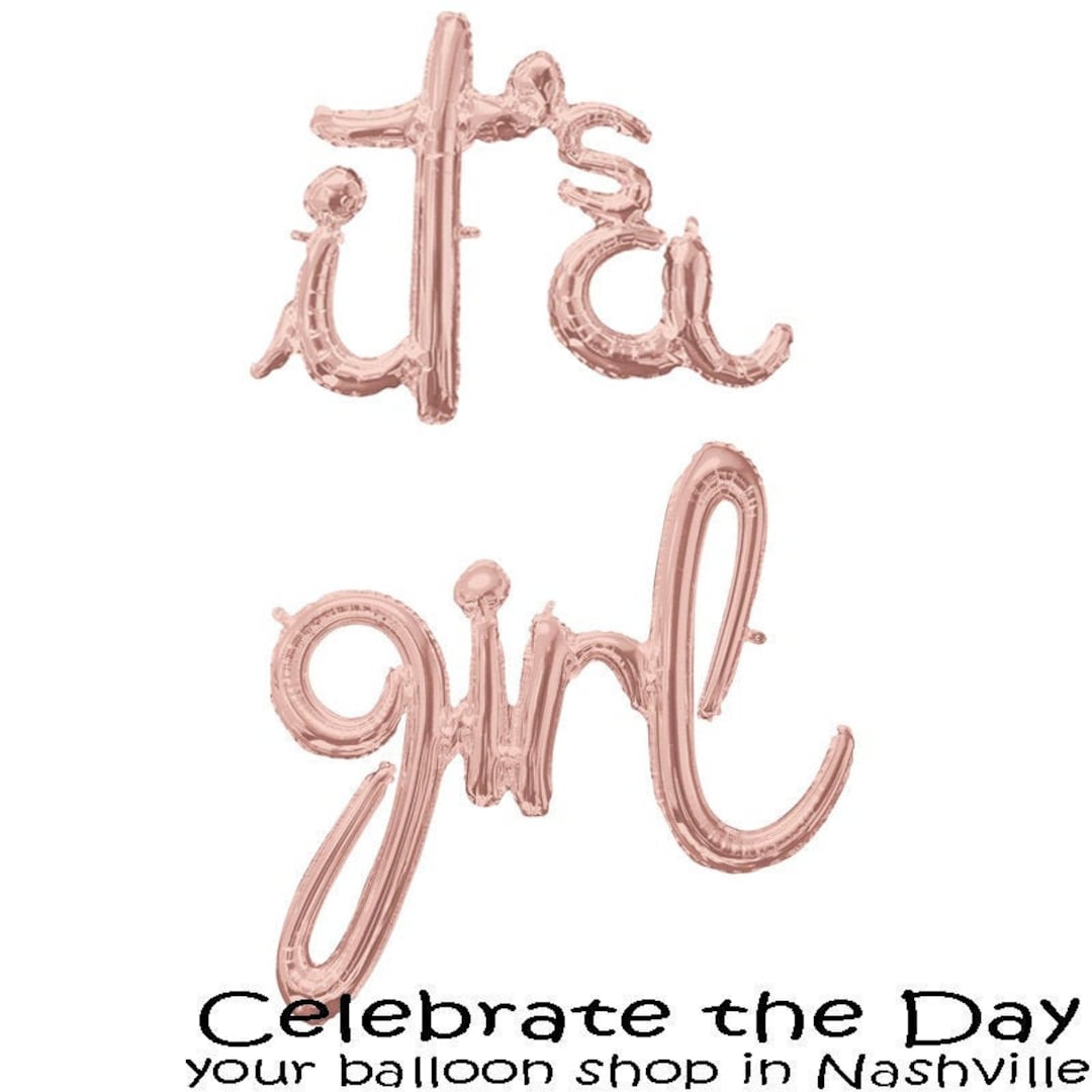 It's a Girl Script 27" Foil Balloon Rose Gold, Word Balloons, FAST SHIP ...