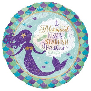 TWO 18&quot; Mermaid Kisses Starfish Wishes Foil Balloons, party decoration, Under the Sea Balloon, Free and FAST SHIP