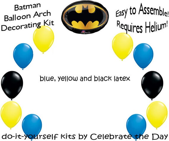 Batman Balloon Arch Diy Kit Party Decoration Emblem Etsy