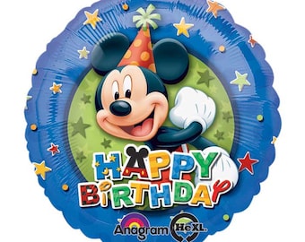 TWO 18" Mickey Mouse Party Hat, Happy Birthday foil balloon, party decoration, FAST SHIP