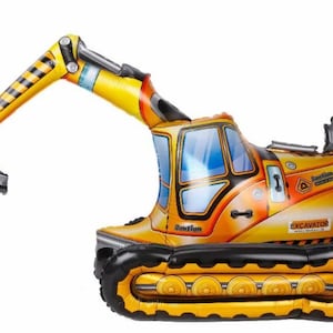 26&quot; Excavator 4d foil balloon, Air-Fill ONLY, construction, engineering, work anniversary, corporate, party decor, free and FAST SHIP