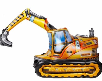 26" Excavator 4d foil balloon, Air-Fill ONLY, construction, engineering, work anniversary, corporate, party decor, free and FAST SHIP