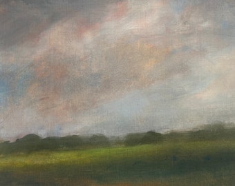 Original landscape painting, oils, on fine art paper, unframed, 8x8 inch