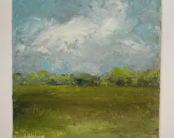 Original oil painting, landscape, 8x8 inch on canvas panel, unframed
