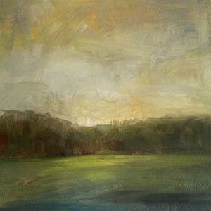 Original oil on paper, unframed, landscape on paper, 8x8 inch painting