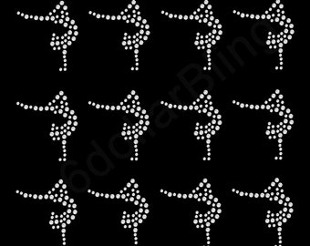 Small Gymnast (Set of 12) Rhinestone Iron-on Crystal Bling Hotfix Sparkle Transfer Applique - Make Your Own Hair Bows for Gymnastics DIY!