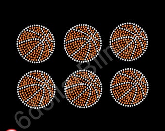 Small Basketball Set of Rhinestone Iron-on Crystal Bling Hotfix Transfer Appliques - Make Your Own Cheer Bows, Shirt etc DIY