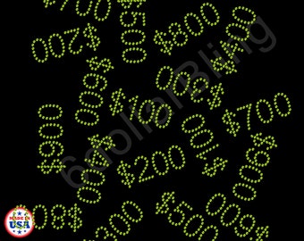 Dollar Sign Iron On Etsy - money dollar signs prices rhinestone iron on crystal bling transfer hot fix applique make your own shirt diy