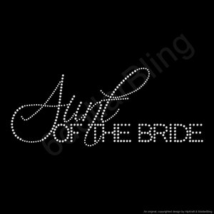 May include: Aunt of the Bride text design in white, created with small, round, dot-like shapes, against a black background. The text is in a cursive font, with the words "Aunt" and "of the Bride".