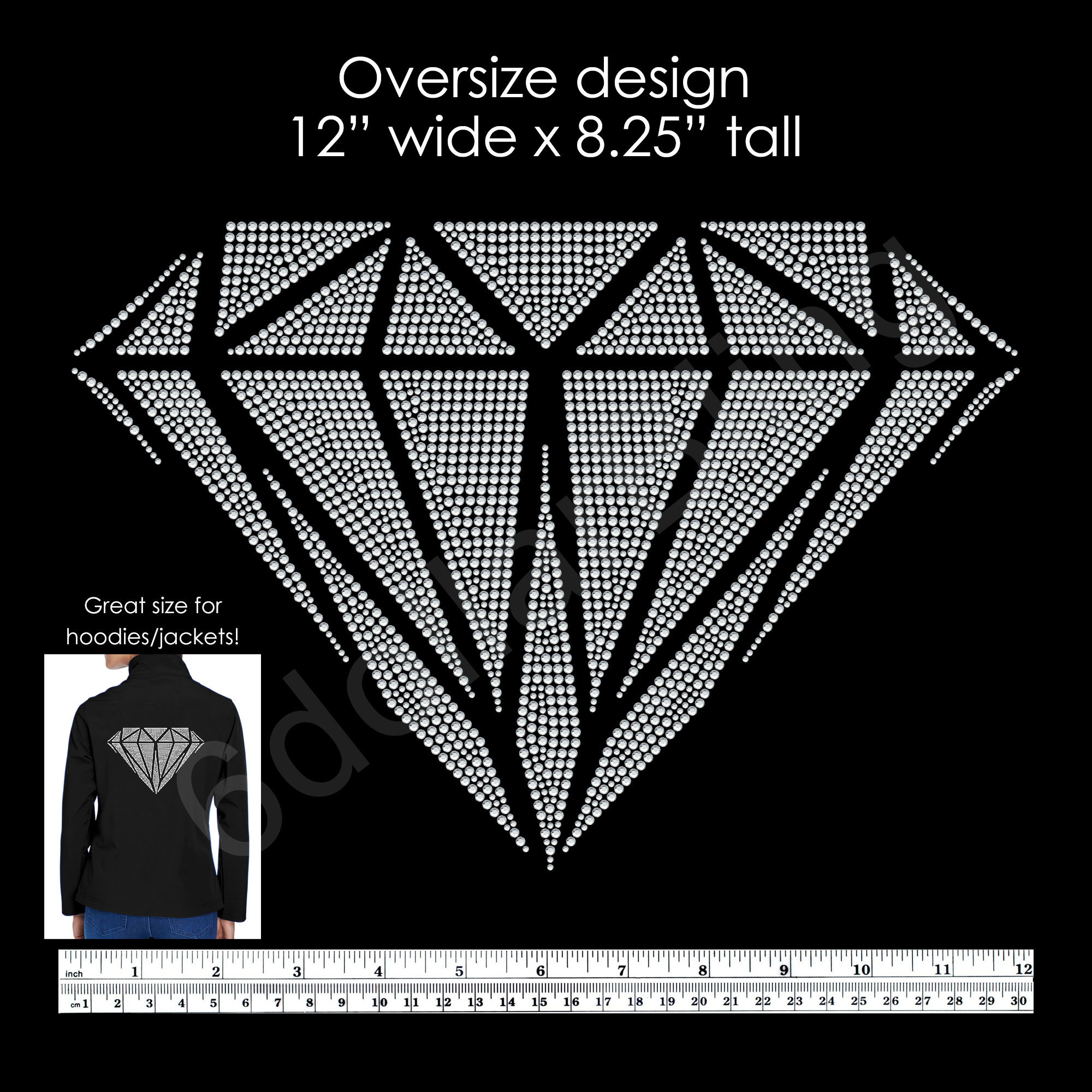 Rhinestone Iron On Transfer Large or Small Diamond Crystal Etsy