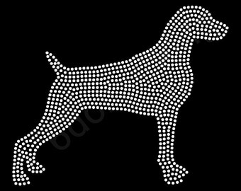 Rhinestone Iron On Transfer Weimaraner USA American Flag Bling Sparkle Applique Crystal Bling Design Make Your Own Shirt DIY!