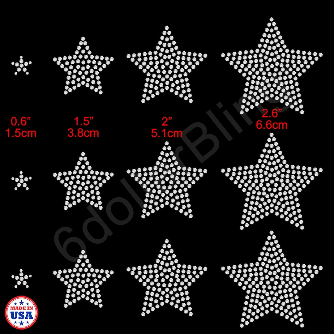 Small Stars Rhinestone Iron-on Crystal Various Bling Hotfix Sparkle ...