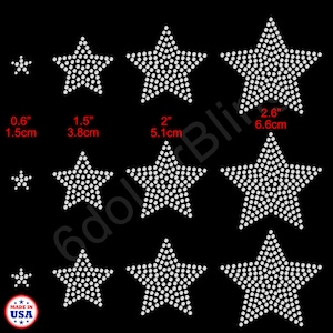 Small Stars Rhinestone Iron-on Crystal Various Bling Hotfix Sparkle  Transfer Applique Make Your Own Star Cheer Bows, Mask, Shirt DIY -   Israel