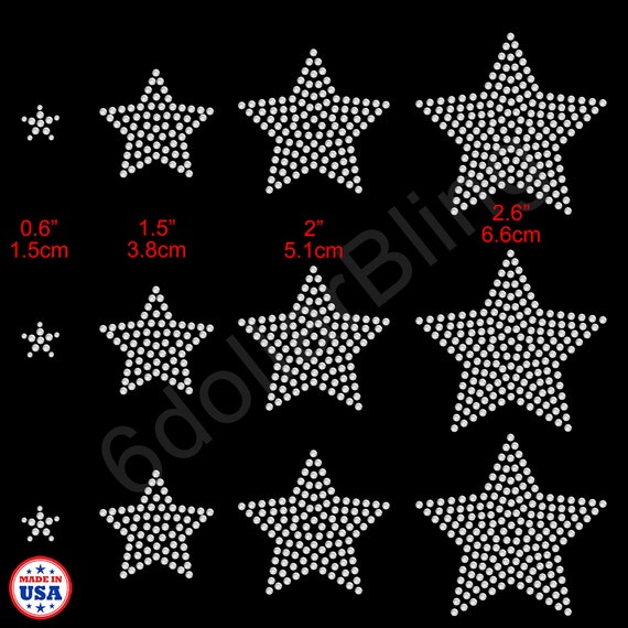 Small Stars Rhinestone Iron-on Crystal Various Bling Hotfix Sparkle  Transfer Applique Make Your Own Star Cheer Bows, Mask, Shirt DIY -   Hong Kong