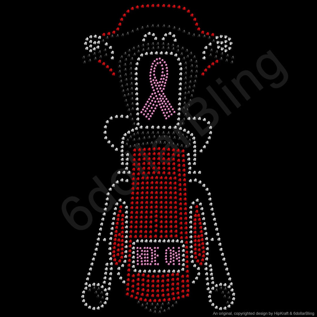 Ride on Cancer Awareness Rhinestone Iron-on Crystal Bling Hotfix ...