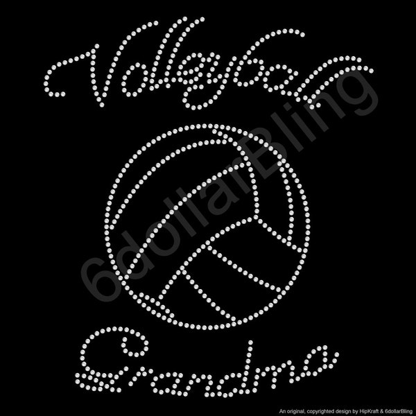 Volleyball Grandma Rhinestone Iron-on Crystal Bling Hotfix Sparkle Transfer Applique - Make Your Own Sports Grandmother Shirt DIY!