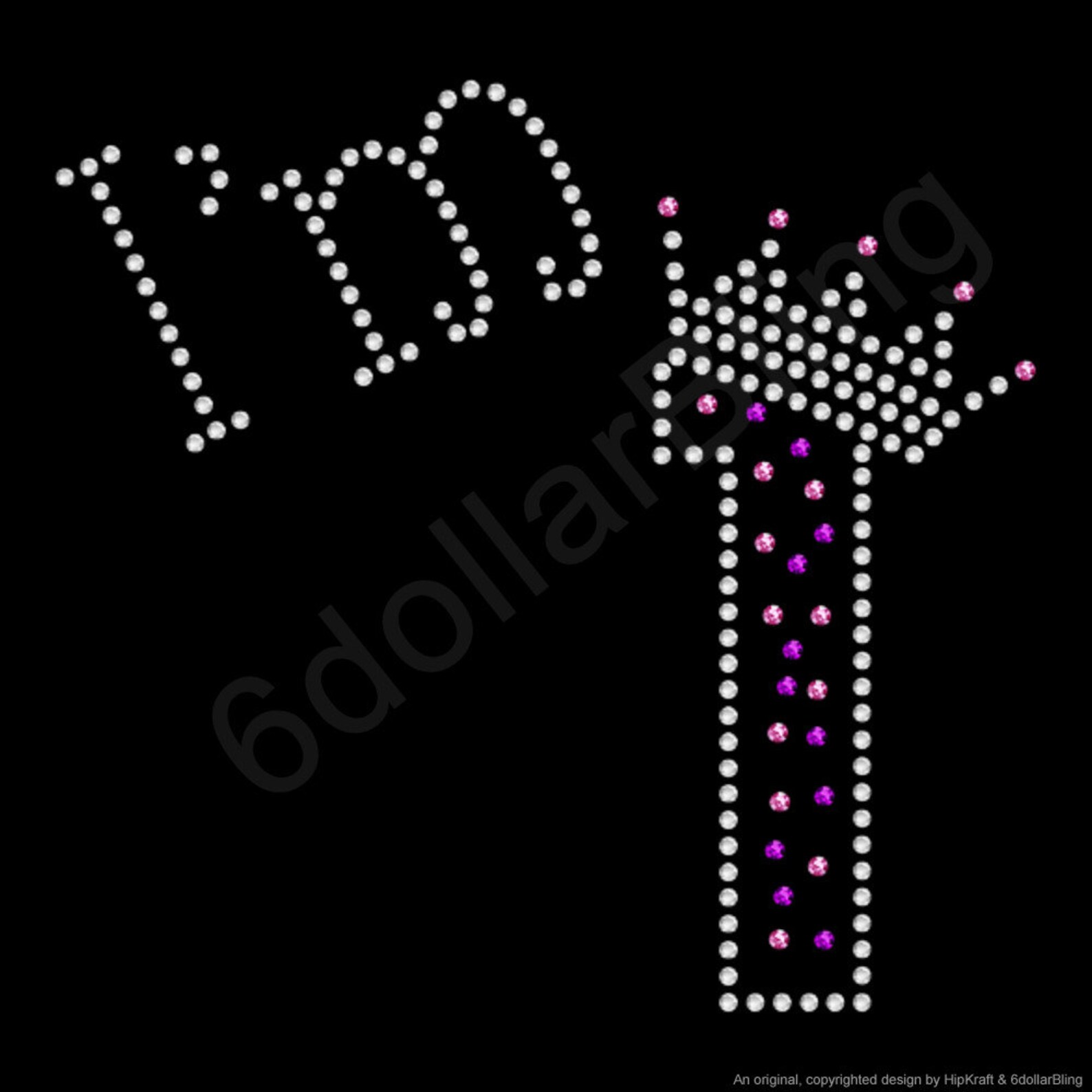 I'm 1 Rhinestone Iron-on Crystal Bling Transfer Applique - Make Your ...