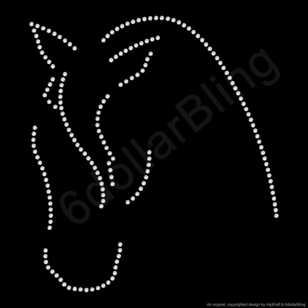 Horse Head Rhinestone Iron-on Crystal Bling Hotfix Sparkle Transfer Applique - Make Your Own Equestrian Pony Shirt DIY!