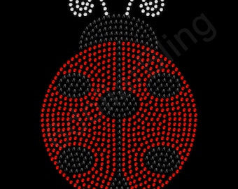 Ladybug (Large) Rhinestone Iron-on Crystal Bling Hotfix Sparkle Transfer Applique - Make Your Own Lady Bug Shirt DIY!