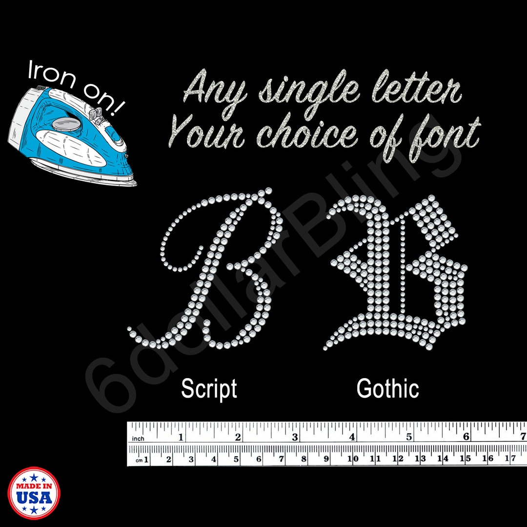 IRON ON GLITTER Letters & Numbers HotFix FABRIC T-SHIRT TRANSFER