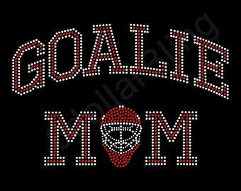 Goalie Mom Rhinestone Iron-On Crystal Bling Hotfix Sparkle Transfer Applique - Make Your Own Hockey Mom Shirt DIY!