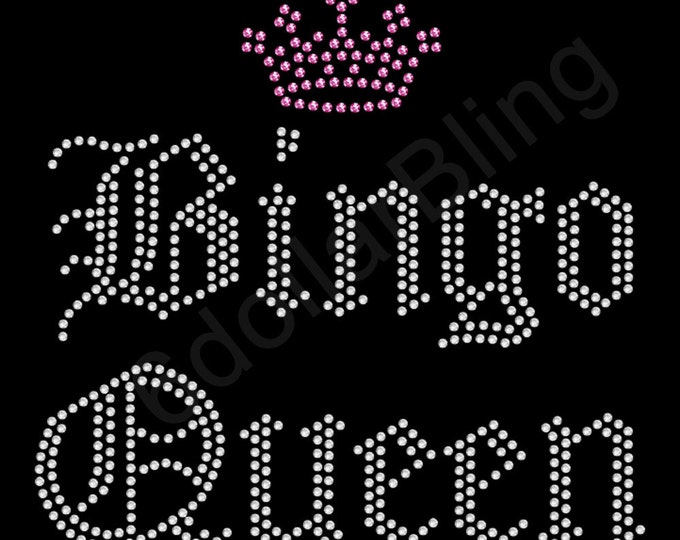 Bingo Queen Rhinestone Iron-on Crystal Bling Hotfix Sparkle Transfer ...