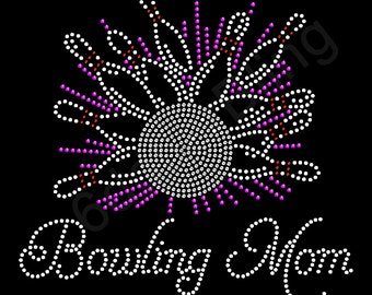 Bowling Mom Rhinestone Iron-On Transfer Crystal Bling Applique - Make Your Own Shirt DIY!