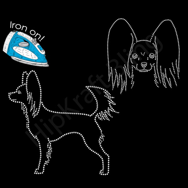 Russian Toy Terrier Rhinestone Iron-on Crystal Bling Hotfix Sparkle Transfer Applique - Make Your Own Dog Breed Shirt DIY!