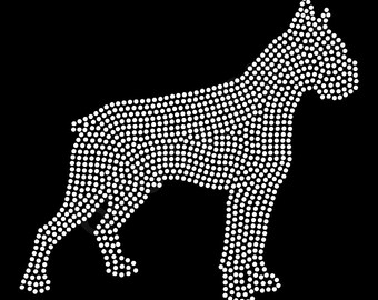 Boxer Rhinestone Iron-On Crystal Bling Hotfix Sparkle Transfer Applique - Make Your Own Dog Shirt DIY!