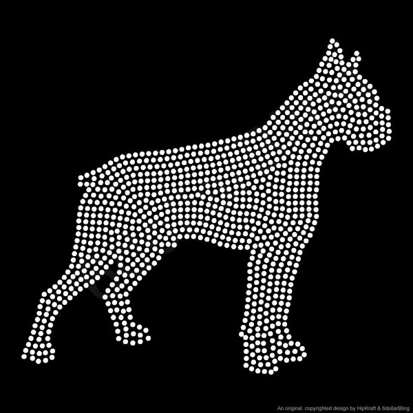 Boxer Rhinestone Iron-On Crystal Bling Hotfix Sparkle Transfer Applique - Make Your Own Dog Shirt DIY!