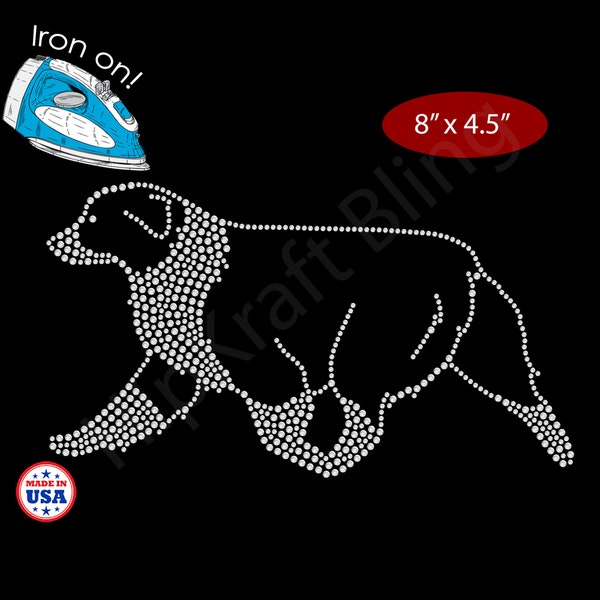 Australian Shepherd (partial fill) Rhinestone Iron-on Crystal Bling Hotfix Sparkle Transfer Applique - Make Your Own Dog Shirt DIY!