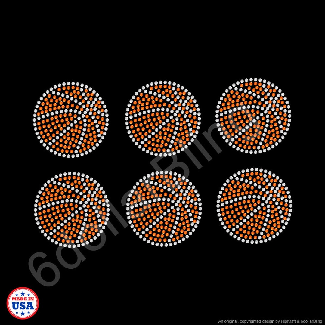 Small Basketball Set of Rhinestone Iron-on Crystal Bling Hotfix ...