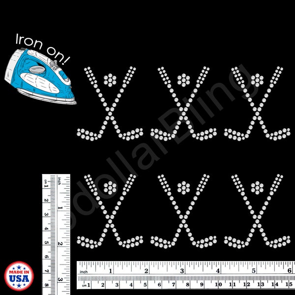 Small Golf Clubs Rhinestone Crossed Club iron-on transfers. Make A Face Mask, Hair Bows DIY!