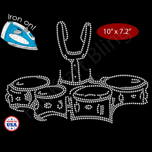 Tenor Drums Rhinestone Iron On Transfer Crystal Bling Sparkle Design Music Band Applique Make Your Own Shirt DIY! Drumline or Band Mom Bling