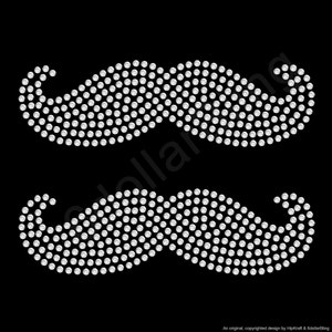 Mustaches (crystal) TWO Pack Funny Rhinestone Iron-on Crystal Bling ...