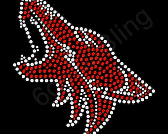 Rhinestone Iron On Transfer Coyote Head - Logo Mascot Sports Bling You Choose Color