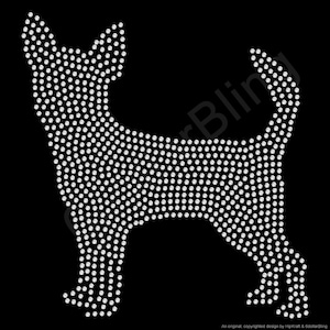 Chihuahua Rhinestone Iron-on Crystal Bling Hotfix Sparkle Transfer Applique - Make Your Own Large Filled Silhouette Dog Shirt DIY!