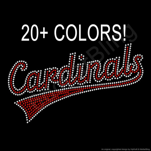 Rhinestone Iron-On Transfer Cardinals Bling - Baseball, Mom, Grandma, Sister, # Many Colors - Make Your Own Shirt DIY!