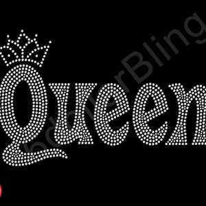 Rhinestone Iron On Transfer "Queen with crown" Crystal Bling Design - Make Your Own Shirt DIYI!